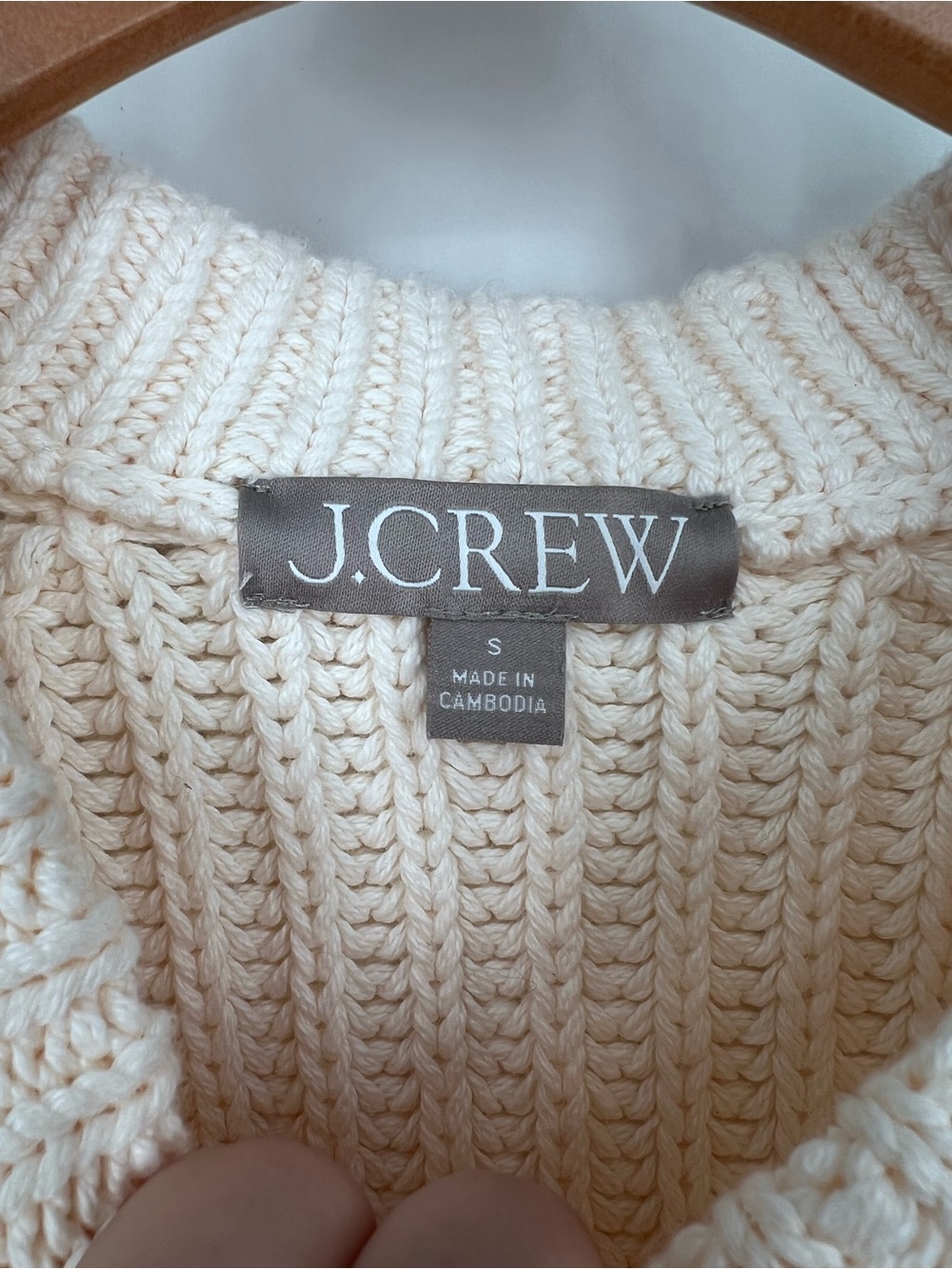 J. Crew Heritage Cotton Fisherman Crewneck Sweater Antique White CG684 - Picture 4 of 7